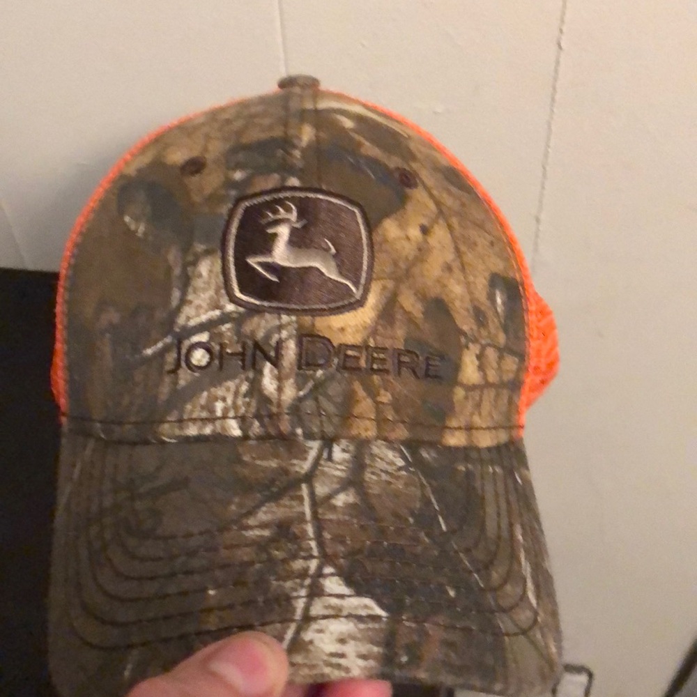 John Deere camo/bright orange cap